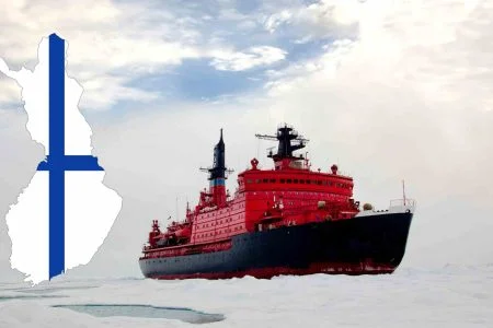 Polar Explorer ice breaker cruise cutting through icy waters
