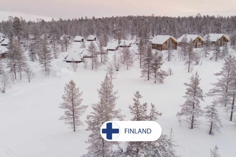 Resort in Rovaniemi covered with snow, part of the 7 days Finland tour package