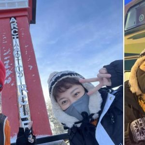 Collage of two images of a couple from Hong Kong enjoying their 11 days Finland tour