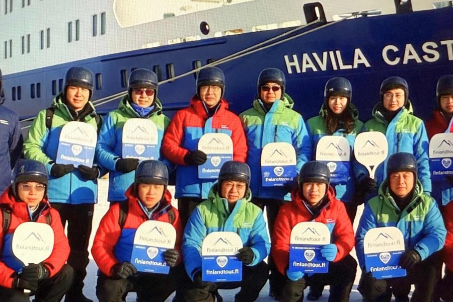 Guests of Finlandtour.fi boarding the Havila Arctic cruise ship to begin their 15 days Finland and Norway tour with northern lights cruise.