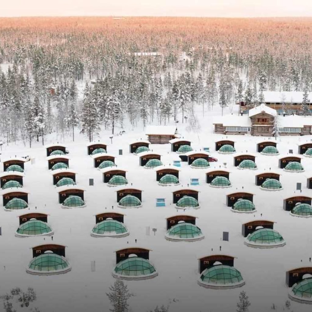 Kakslauttanen Arctic resort - Small Igloo West village Aerial view