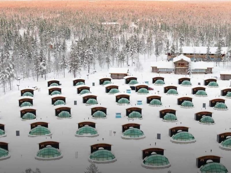 Kakslauttanen Arctic resort - Small Igloo West village Aerial view