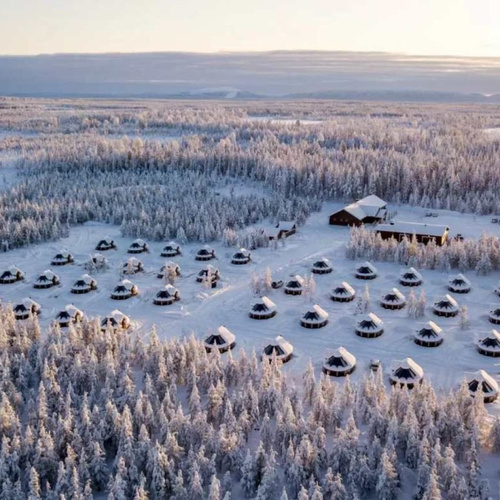 Northern lights village Saariselka -Aerial View